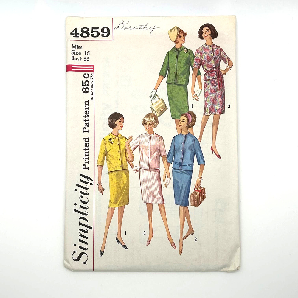 Simplicity Vintage 1960's‎ Pattern #4859  Junior Misses Skirt and Jacket Size 16